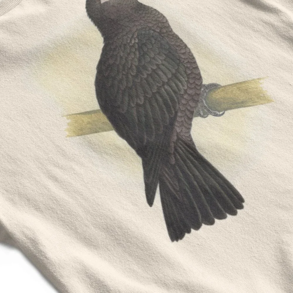 Black Parrot Vintage Print Short Sleeve Graphic Tee T-shirt S M L XL - Picture 2 of 5
